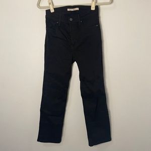 Black Levis 724 High Rise Slim Straight Fit Cropped Jeans Size 26